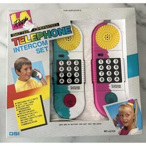 DSI LA Rock Pink And Green Battery Operated Telephone Intercom Set 1991 NOS